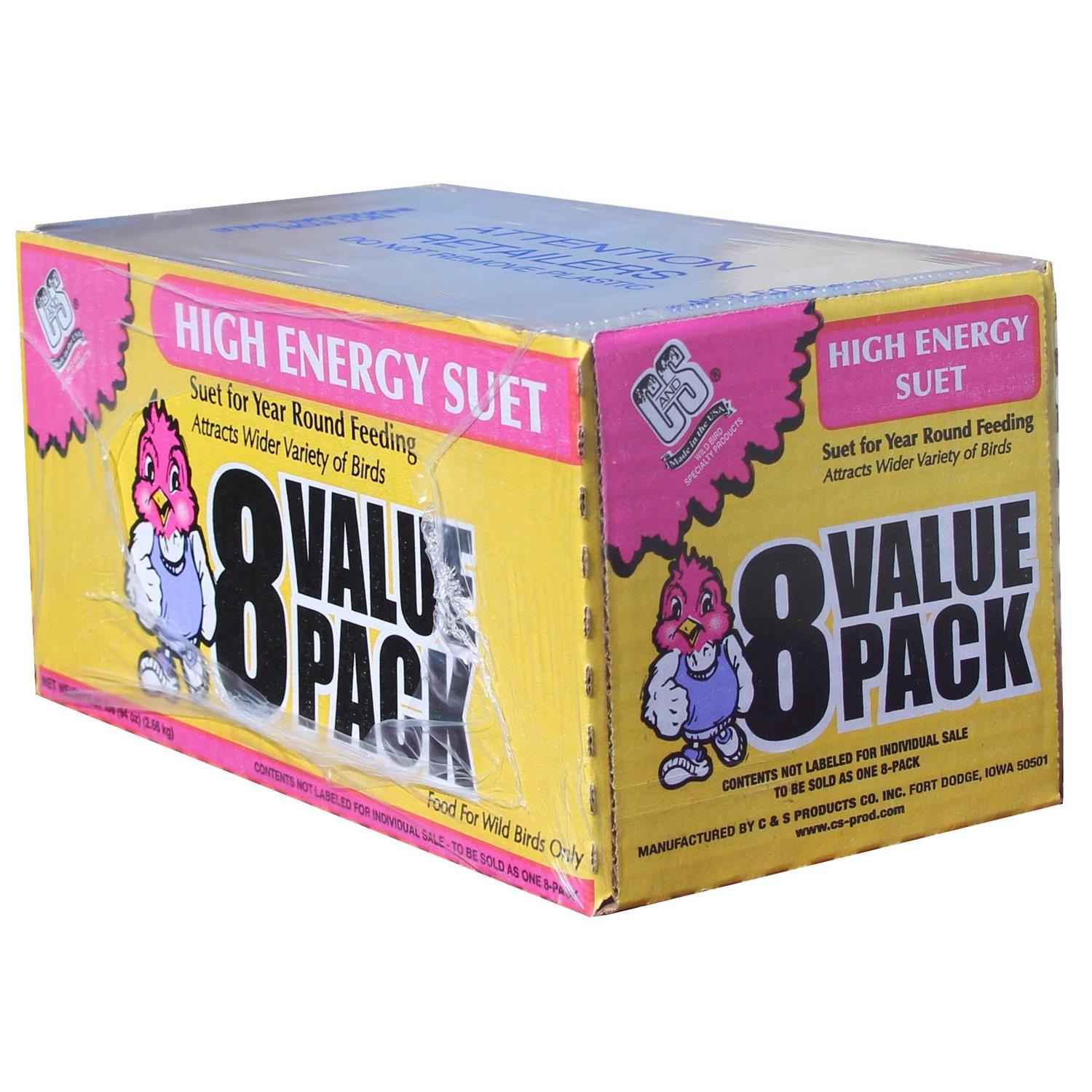 C&s Products High Energy Fresh Suet Value Pack, for Year Round Wild Bird Feeding, 8 Cake Pack, Fresh, Size: 8 cakes - Pet Supplies online store