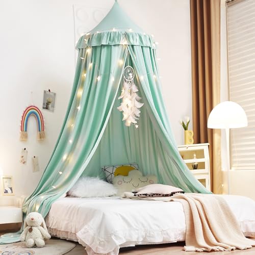 Kertnic Decor Canopy for Kids Bed, Soft Smooth Playing Tent Canopy Girls Room Decoration Princess Castle, Dreamy Mosquito Net Bedding, Children Reading Nook Canopies in Home (Nordic Pink)