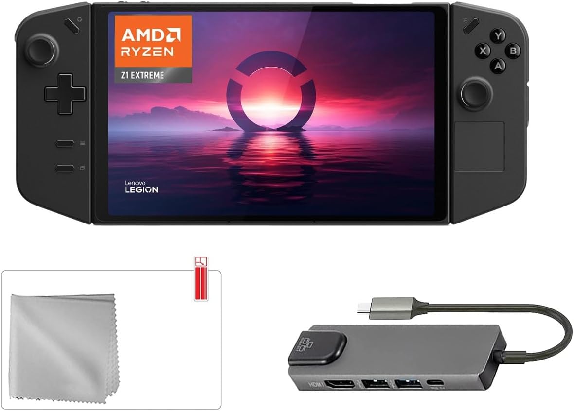 Lenovo Legion Go 512GB Gaming Handheld 8.8-inch Touchscreen 144Hz 2K QHD AMD Ryzen Z1 Extreme Processor, Hub, Screen Protector, 3 Accessories: 4 in 1 Bundle