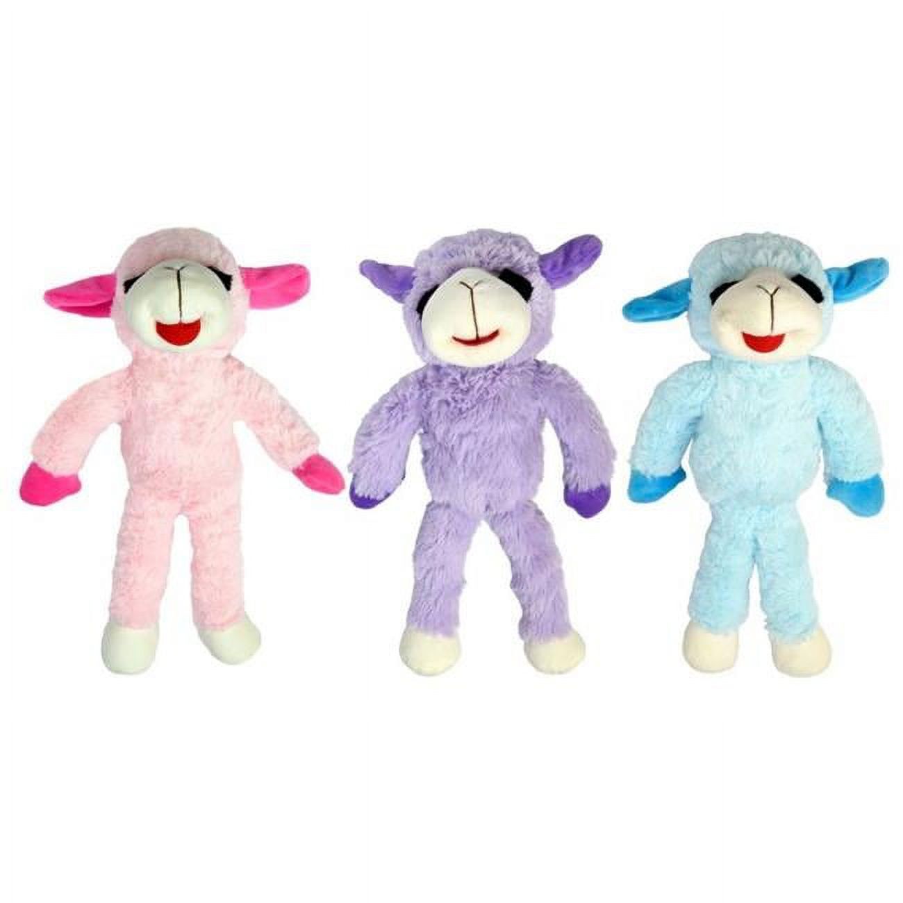 Multipet 784369573268 14 in. Floppy Lamb Chop Dog Toy, Pink,or Purple, or Blue
