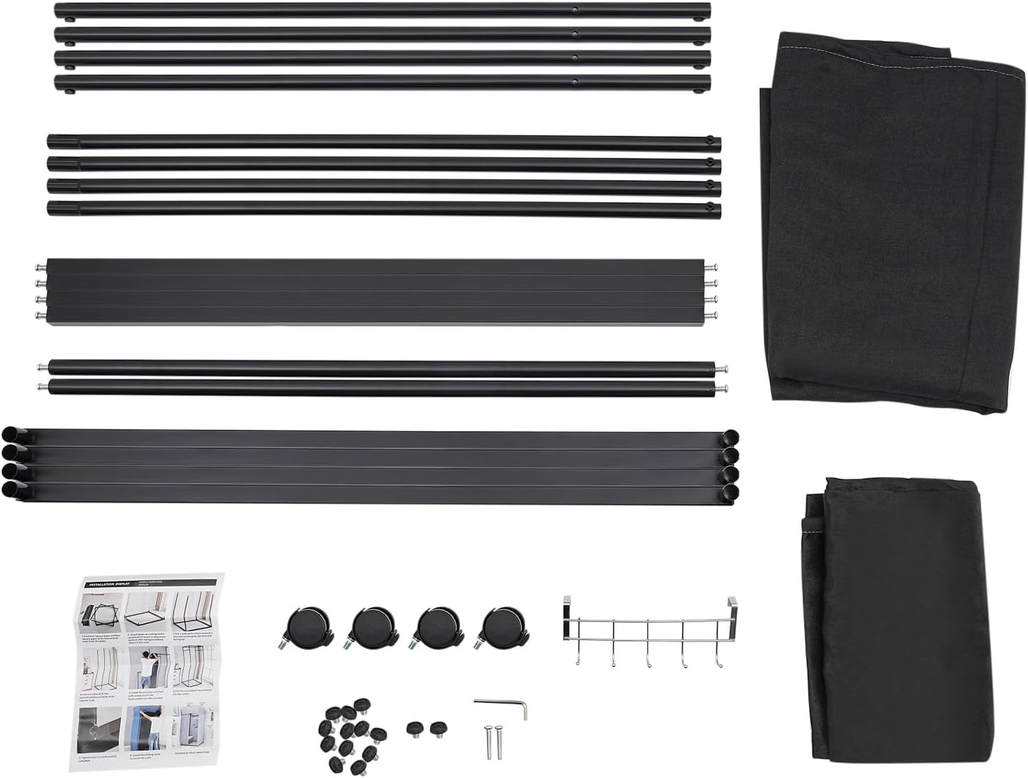 Fitting Room, Portable Dressing Room w/Shading Curtain&Vientiane Wheel&Hook Up, Movable Fitting Room for Beach, Campsites, Model Show, Shopping Mall, Office, Store