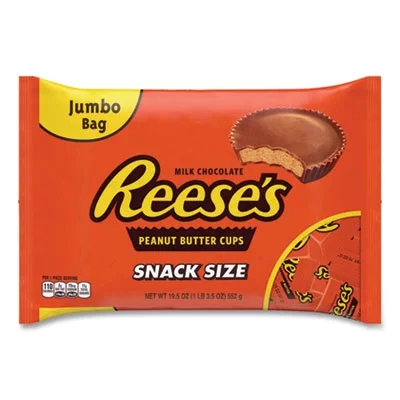 Reese's Snack Size Peanut Butter Cups, Jumbo Bag, 19.5 oz Bag, (24600012)