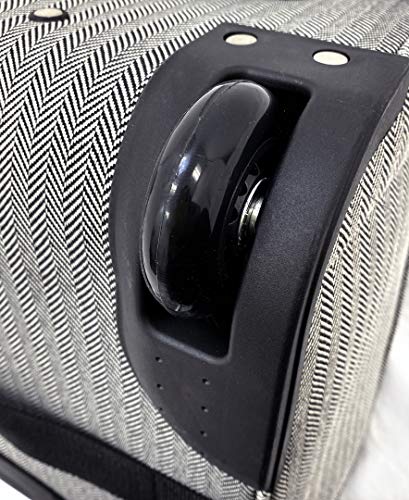 LONDON FOG Newcastle 15-Inch Underseater, Telescoping Handles, Rose Charcoal Herringbone