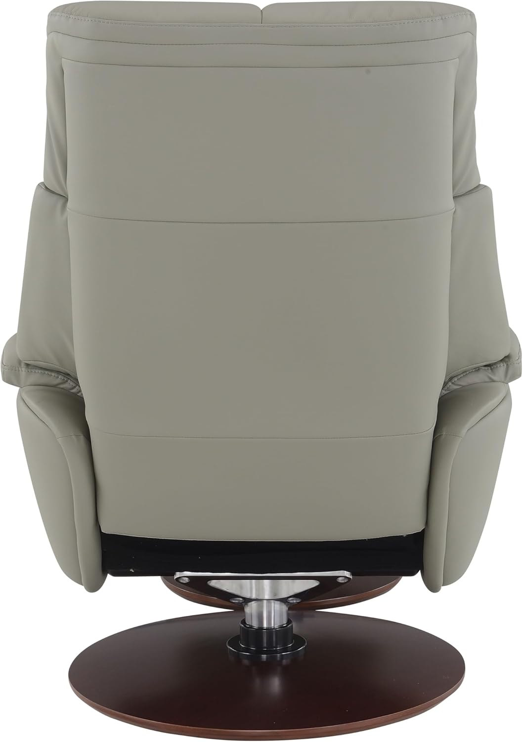 Genuine Leather Swivel Chair with Ottoman - Swivel Recliner Chair with Reclining and Swivel Function, Upholstered Chair and Ottoman Set with High Backrest and Round Wooden Base, Gray