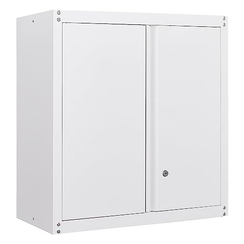 GREATMEET Metal Wall Cabinet, Wall Mount Metal Storage Cabinet with Doors, Locking Wall Cabinet with Adjustable Shelf, Steel Wall Cabinet for Home Office, Garage, Utility Room