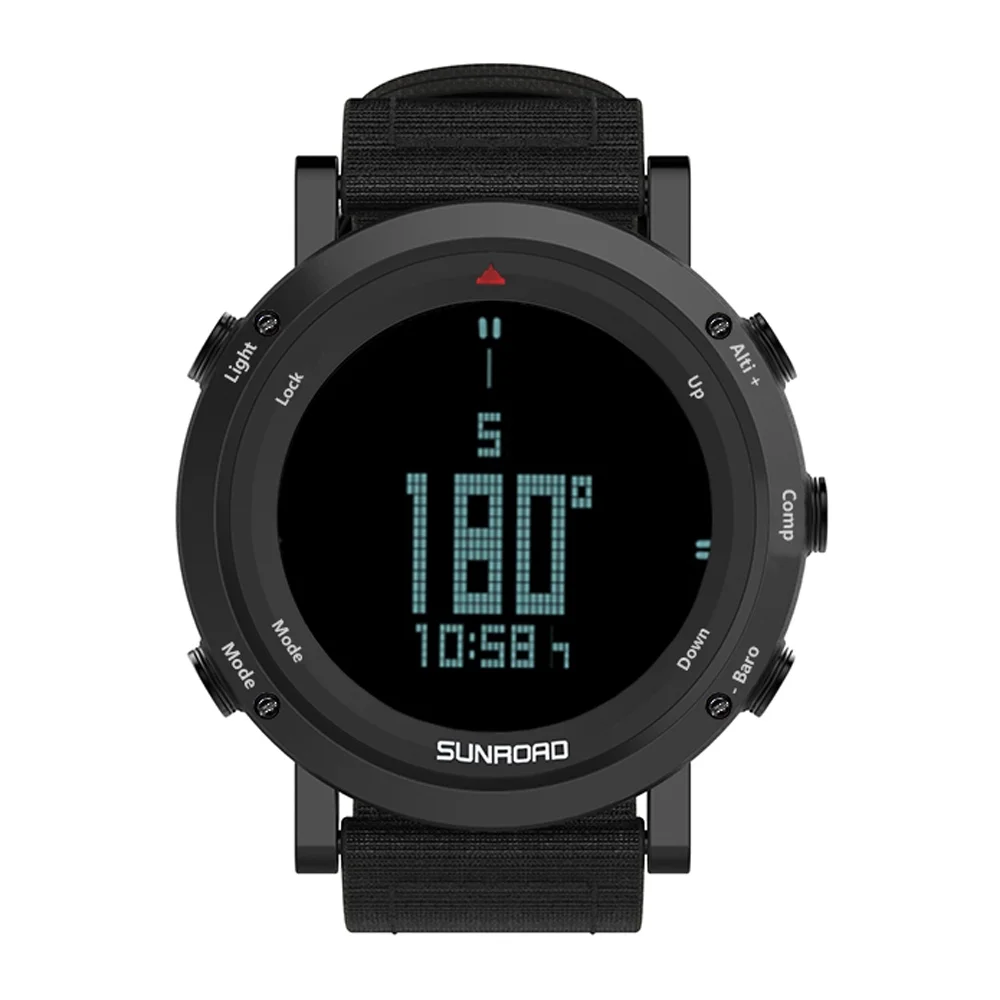 Barometer Altimeter Compass Thermometer Weather Forecast Men Watch 50meters Water-resistant Multifunctional Outdoor Sports Watch for Mountaineering Running Trekking Camping