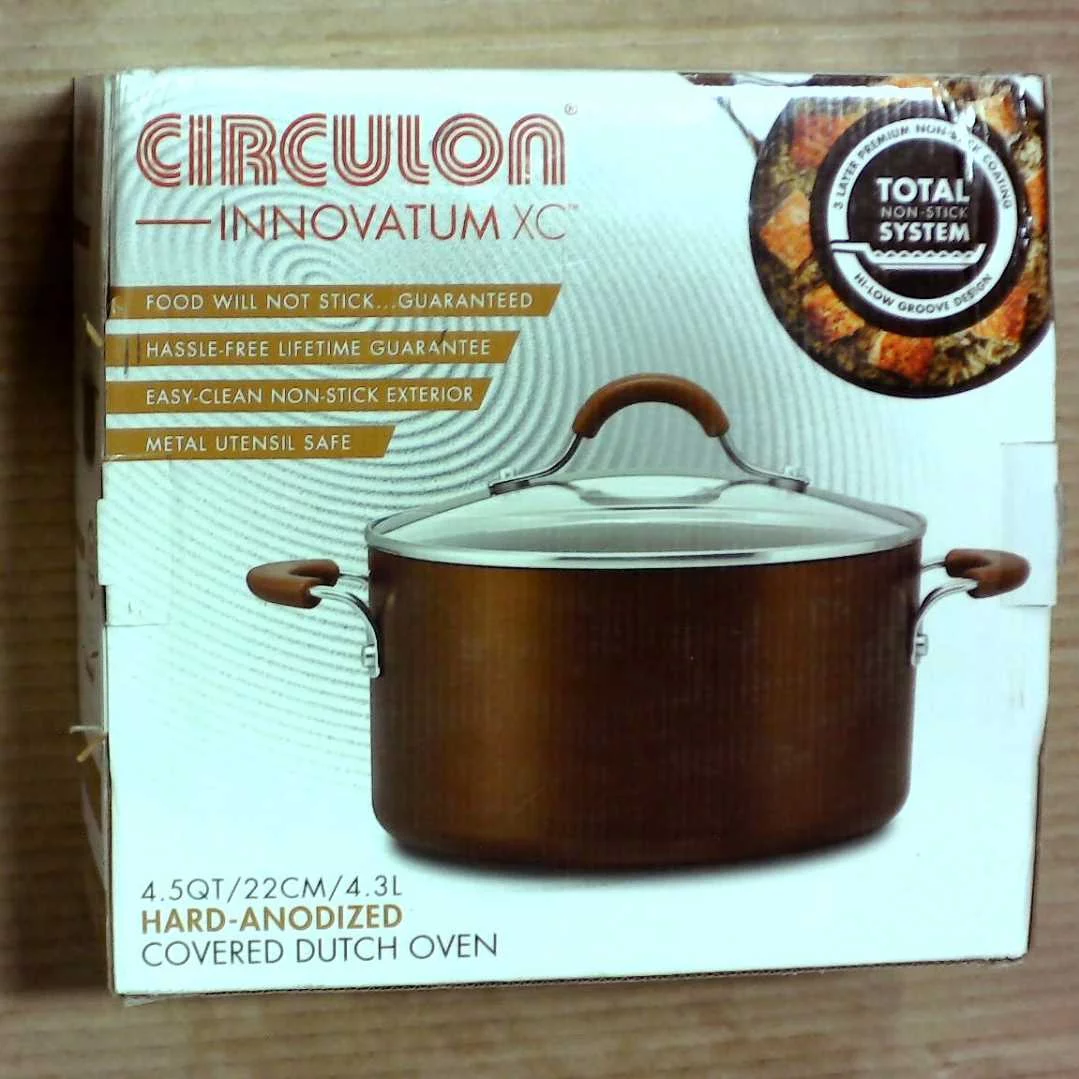 Circulon Innovatum Covered Dutch Oven, Hard-Anodized, Non Stick, 4.5 Quart, Cocoa