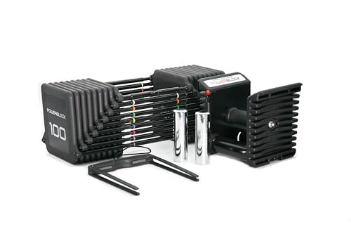 PowerBlock Pro 100 Adjustable Dumbbell, Sold As A Single Unit 5-100 lb Dumbbell &ndash; Durable Steel Build, Innovative Workout Equipment, Strength Training