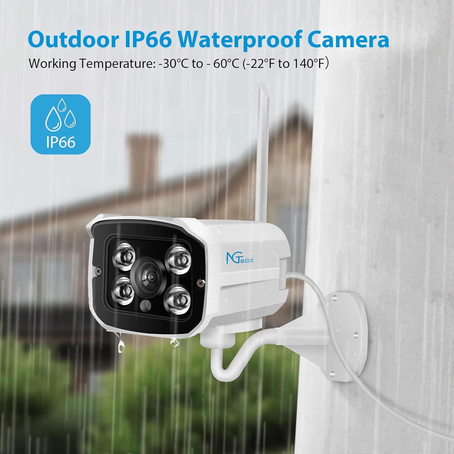 Wireless Security Camera System with 1TB Hard Drive/Two-Way Audio, NGTeco 4Pcs WiFi Video Surveillance Cameras, H.265 4CH NVR Kits with Night Vision Motion Alert Remote Access Waterproof Home Outdoor