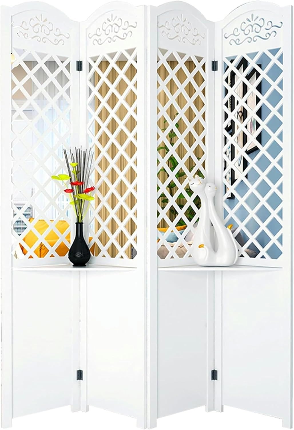 6Ft Tall Room Divider, 4 Panel Wood Room Dividers and Folding Privacy Screens for Home Office Bedroom Dorm Decor, Rustic Freestanding Partition Wall Dividers Screen