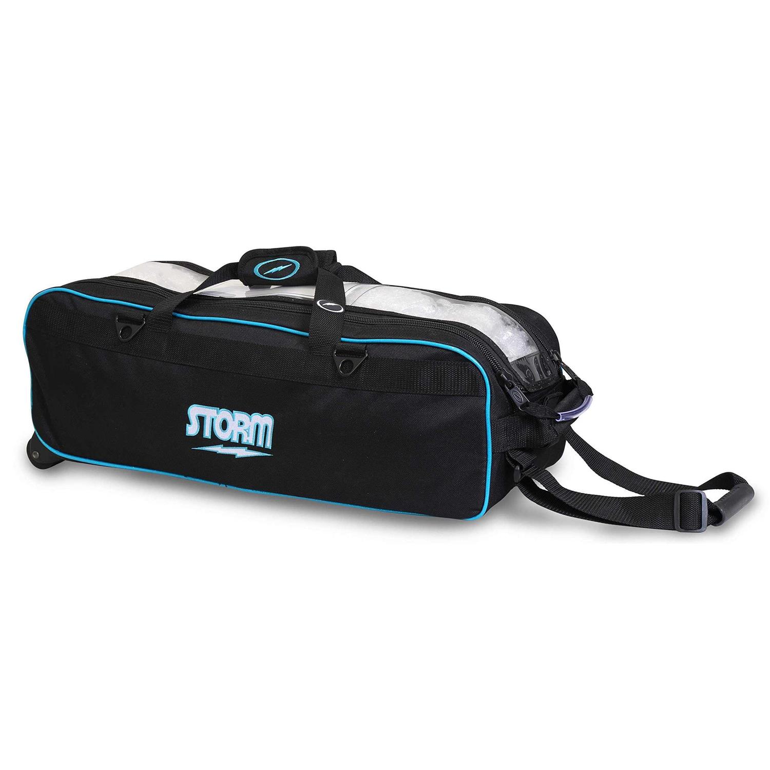 Storm 3 Ball Tournament Travel Roller/Tote Black/Blue Bowling Bag - Sports Supplies Online Store