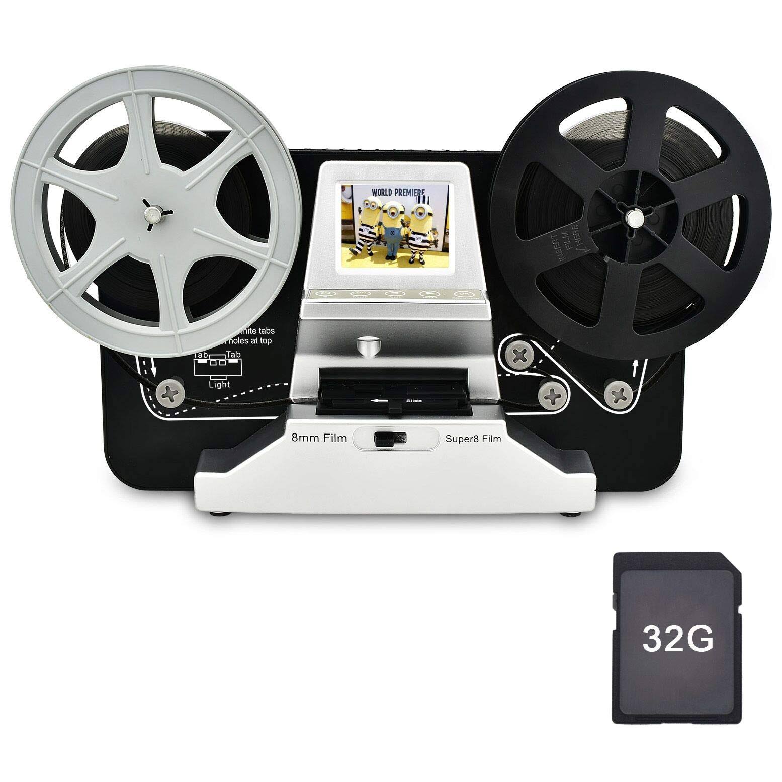 8mm Roll Film u0026 Super8 Roll Film Reels(5 inchu00263 inch) Digital Video Scanner and Movie Digitizer with 2.4 inch LCD, Black