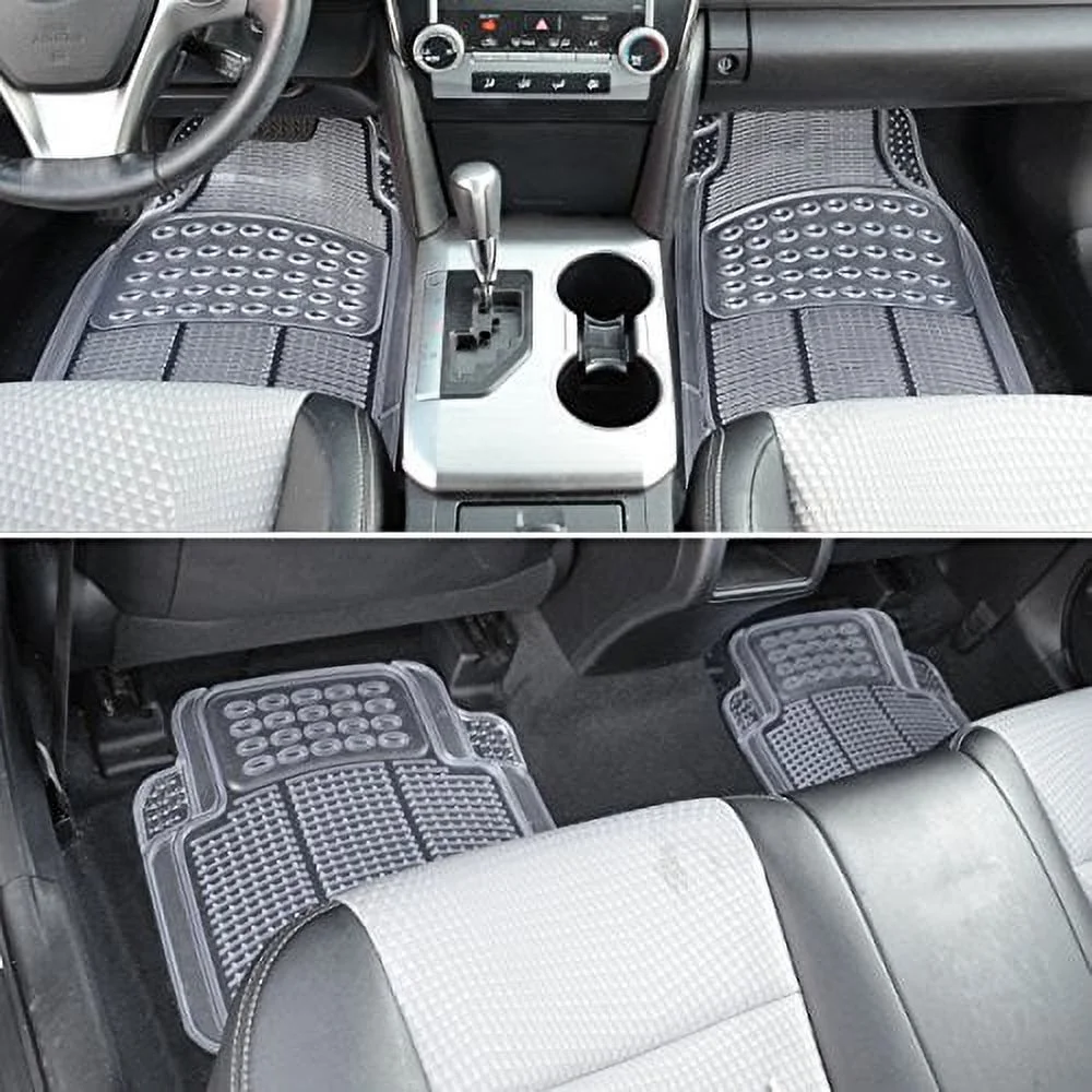 BDK MT-654-CL Clear Car Floor Mats, 4 Pieces Set Trimmable to Fit Semi Custom