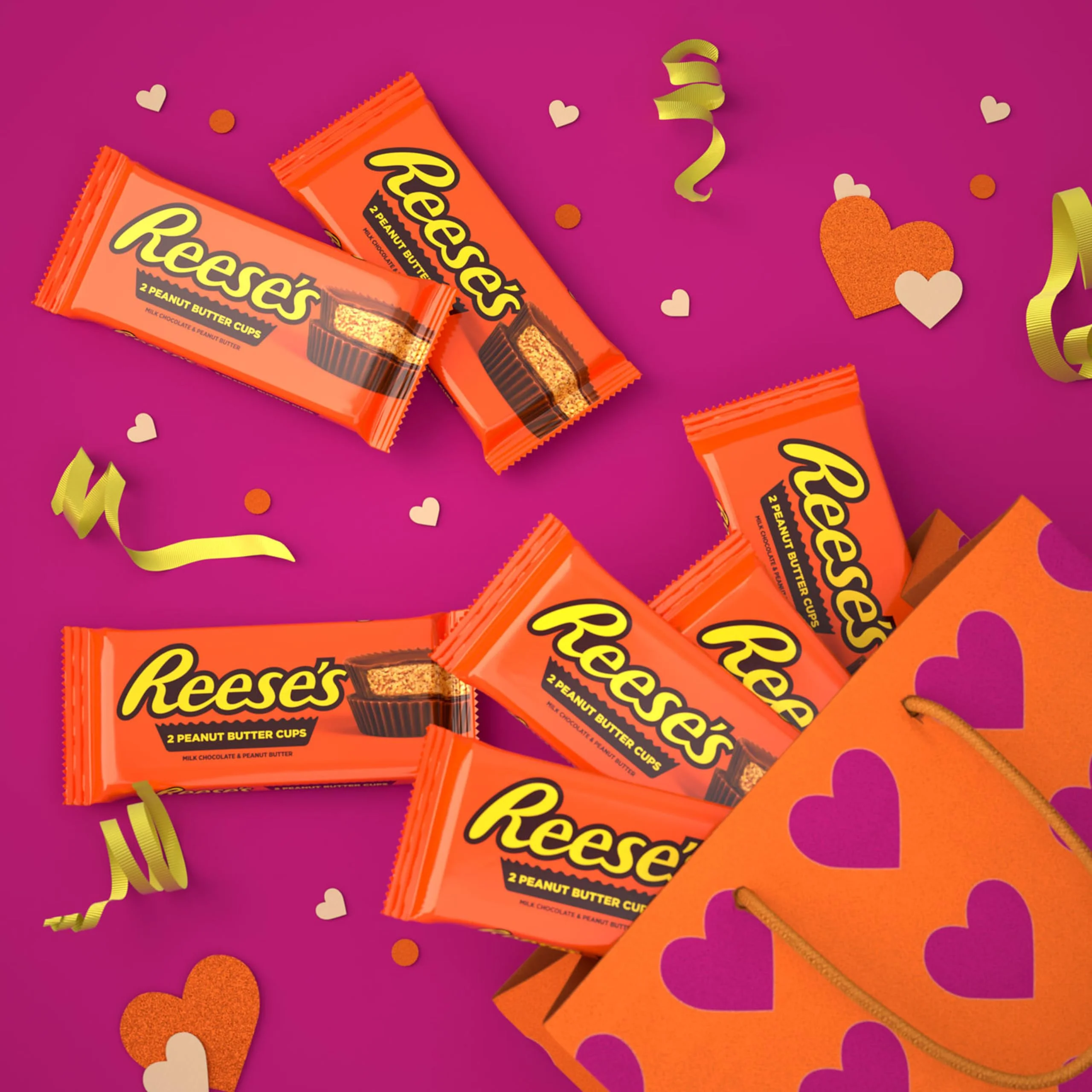 Reese's Milk Chocolate Peanut Butter Cups, Valentine's Day Candy Packs, 1.5 oz (36 Count)