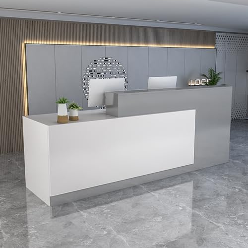 Reception Counter Desk, Front Counter Desk with Lockable Drawers, Modern Retail Counter, Wooden Computer Desk Reception Table, for Checkout Office/Beauty Salon/Lobby 160x60x100cm A-Left