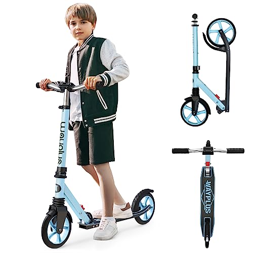 WAYPLUS Kick Scooter for Ages 6+,Kid, Teens & Adults. Max Load 240 LBS. Foldable, Lightweight, 8IN Big Wheels for Kids, Teen and Adults, 4 Adjustable Levels. Bearing ABEC9