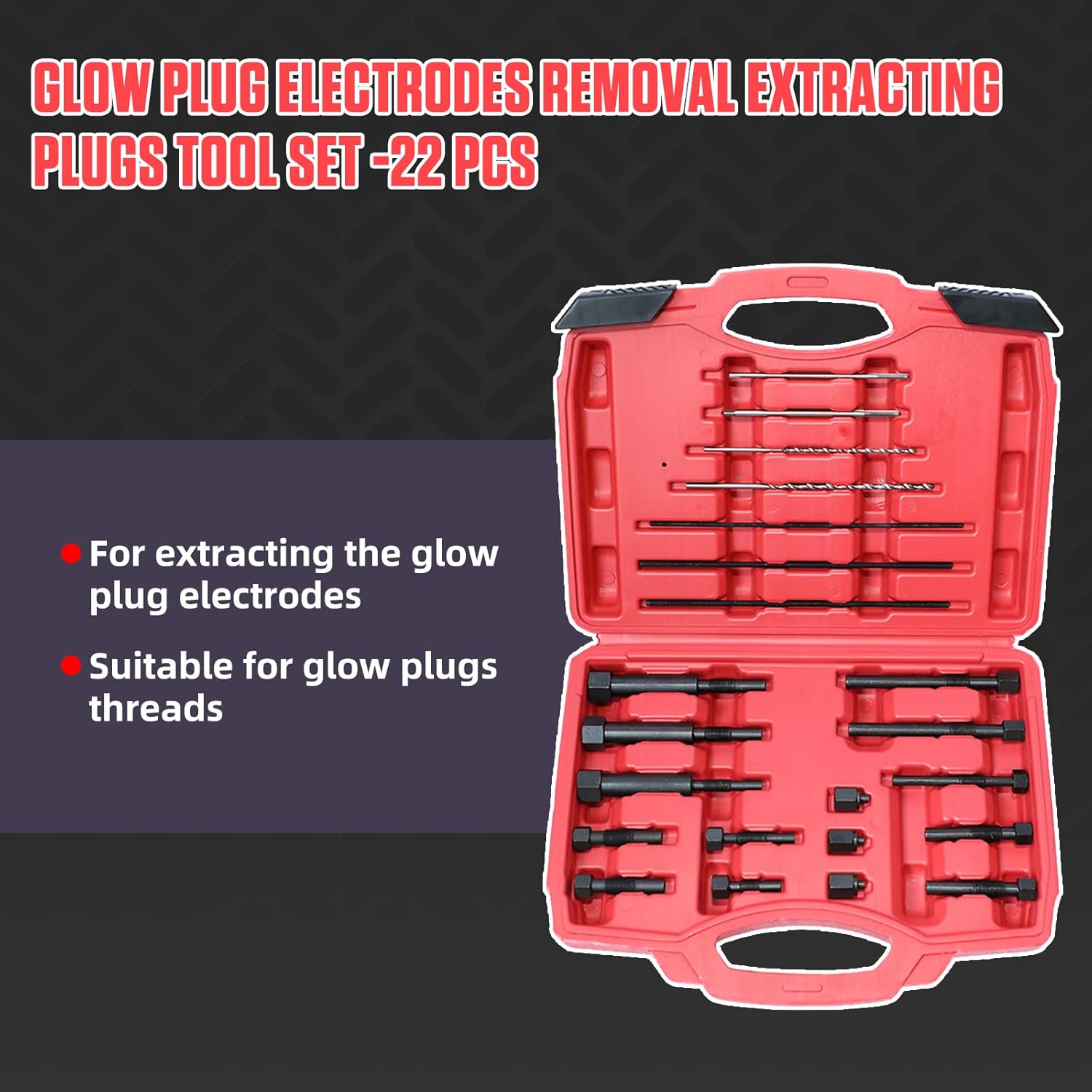 FXTUL Glow Plug Extraction Kit 22PCS Glow Plug Removal Tool, Glow Plug Electrodes Removal Extracting Plugs Tool for M8 & M10 Extract Glow Plug Electrodes Small Engine Repair Tool Pack of 2