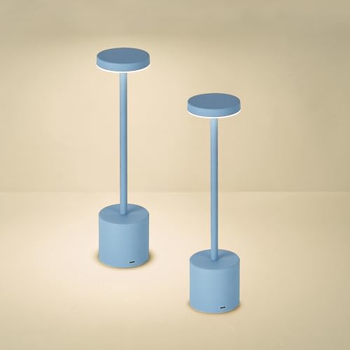 Cordless Desk Lamp, Polished Gold LED Table Lamp with 3 Colors Stepless Dimming, 5200mAh Battery Operated for Restaurant Bedroom Bars Coffee Shop Camping (2 Pack), TL01BG-2PK