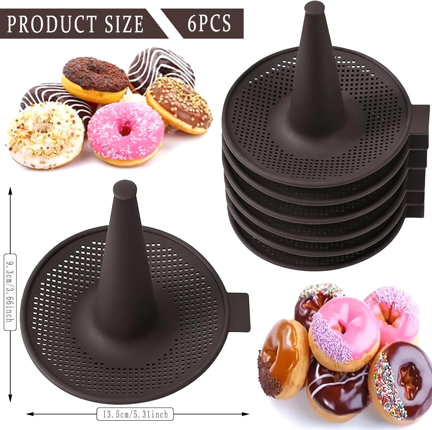 Donut Mold for Baking，6Pcs Donut Pans Silicone Baking Mold，Conical Shape Silicone Molds for Pastry Molds for Bagel and Doughnut Cake Pans Baking Tools Bread Baking Cake Mould