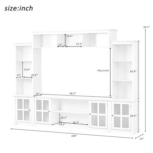 Modern TV Stand for Televisions up to 75 Inchs Minimalism Entertainment Wall Unit with Bridge Multifunctional Media TV Console Table with Large Storage for Living Room, Black