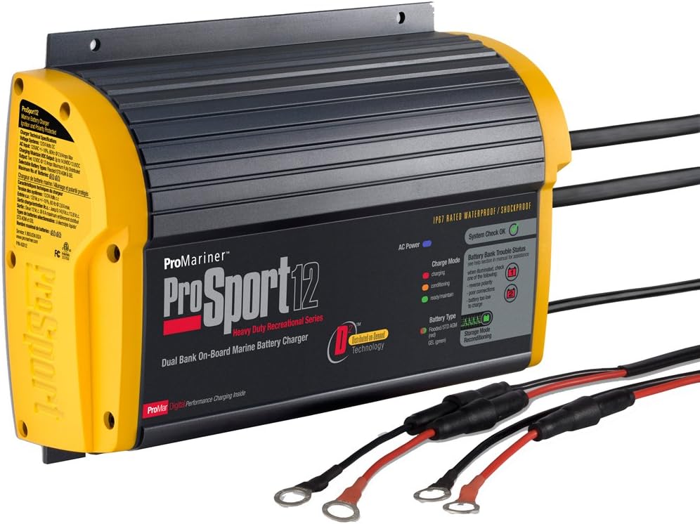 ProMariner ProSport 12 Gen 3 Heavy Duty Recreational Series On-Board Marine Battery Charger - 12 Amp - 2 Bank Consumer Electronics