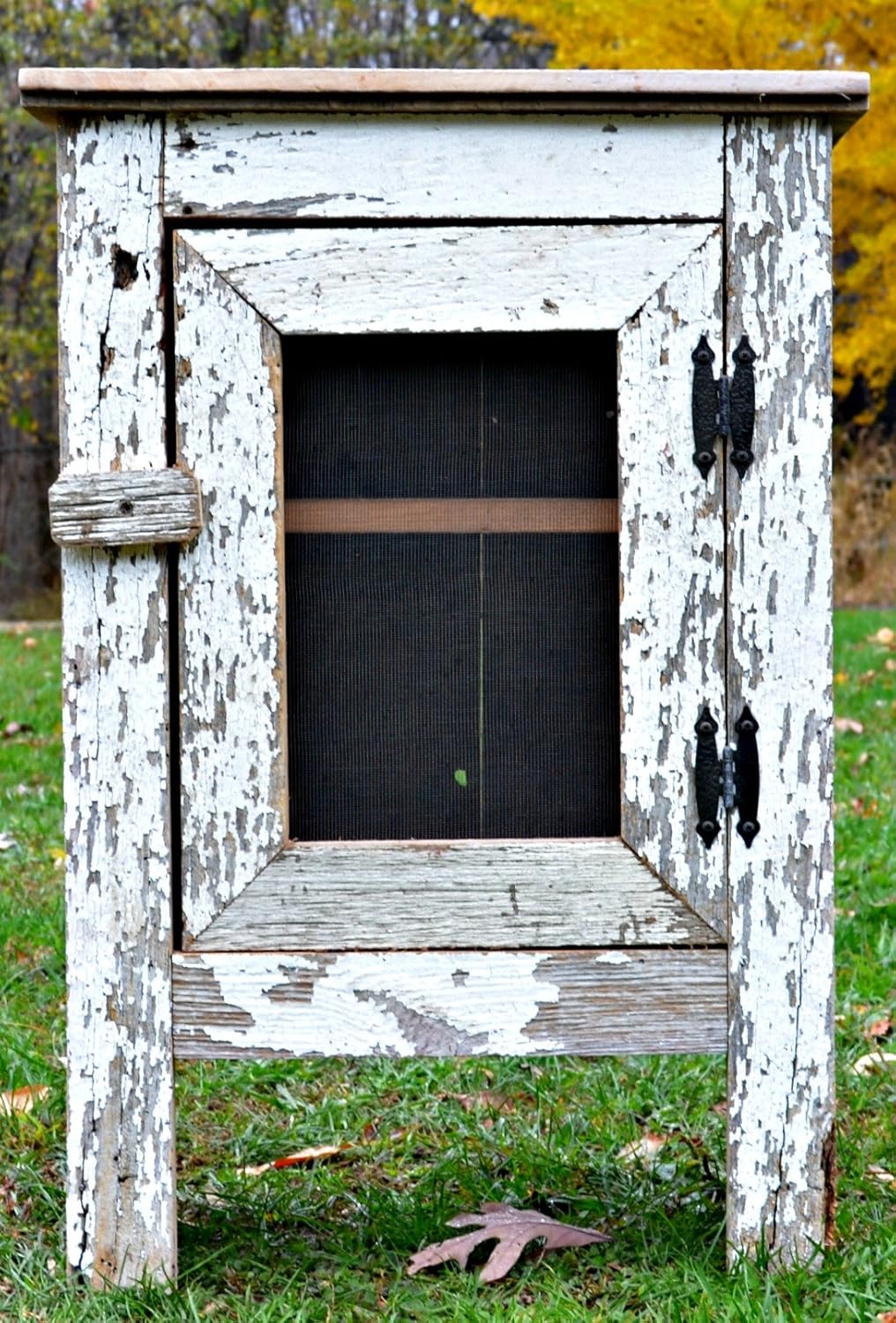 Amish Country Collectible Handmade Primitive Rustic Country Decor Small Barn Wood Screened Front Cabinet - 29 Inches Tall. Simple, Yet Striking, It Is Crafted Out of Aged and Weathered Barnwood That