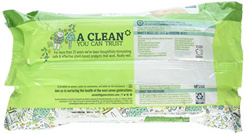 Seventh Generation 34208CT Free & Clear Baby Wipes, Unscented, White, 64 Wipes Per Pack (Case of 12 Packs)