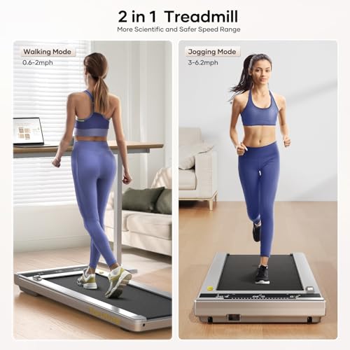 Walking Pad Treadmill, 2.25HP Under Desk Treadmill with App & Remote Control, LED Touch Screen, Lubricating Hole, 300lbs Capacity Compact Walking Treadmills for Home/Office