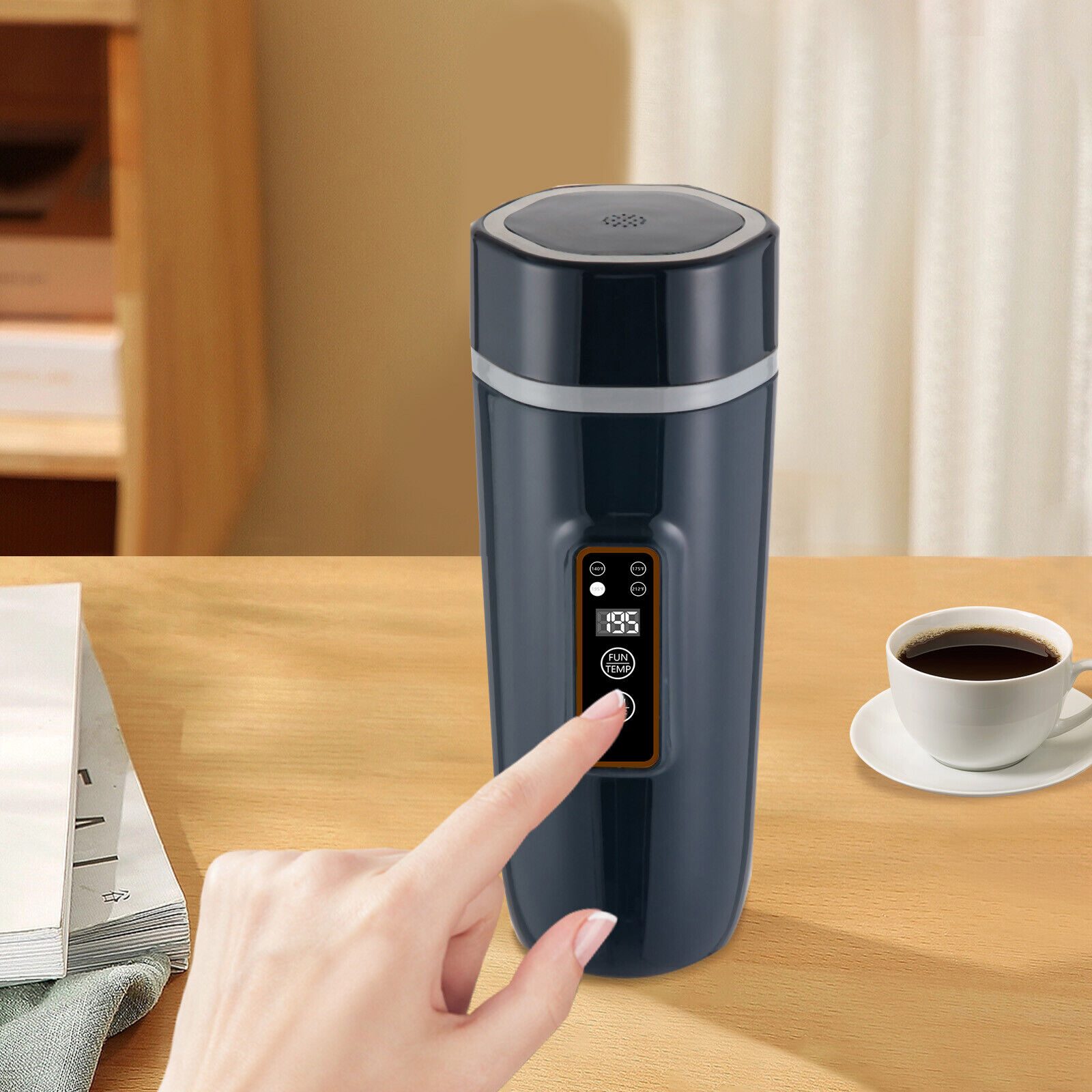 ZhdnBhnos 350ml Travel Portable Electric Kettle Stainless Steel Water Boiler with 4 Temperature Control