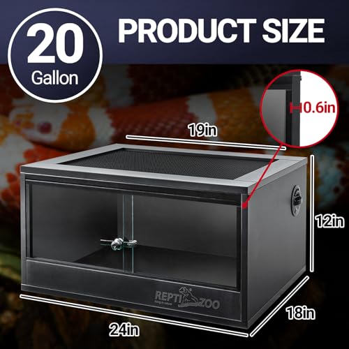 REPTI ZOO 35 Gallon PVC Reptile Tank, 36x18x12 Reptile Terrarium for Crested Gecko Leopard Gecko Frog Lizard Snake Turtle Hermit Crab, Reptile Enclosure with Sliding Door & Screen Ventilation