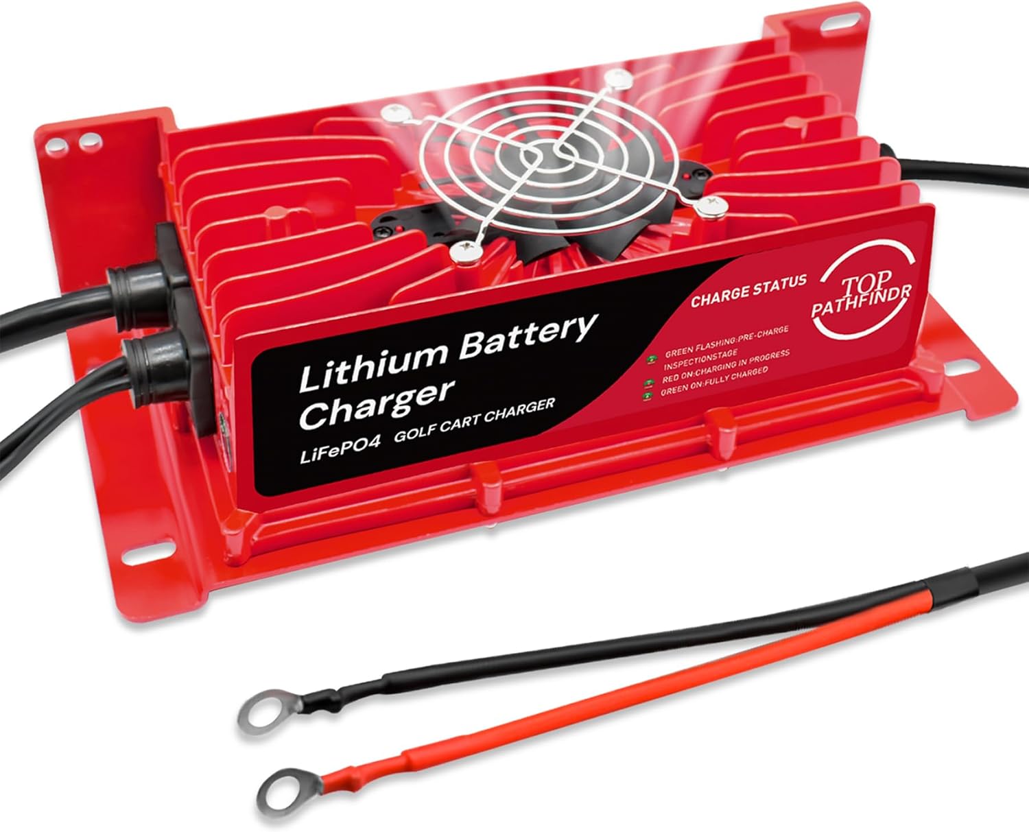 Upgraded 1200W Golf Cart 48V Lithium Battery Charger, 15 Amp 48 Volt Lithium lifepo4 Golf cart Battery Charger for 16 Strings 58.4 Volt (51.2 V) LiFePo4 Battery, with On-Board O-Type Terminal-M8