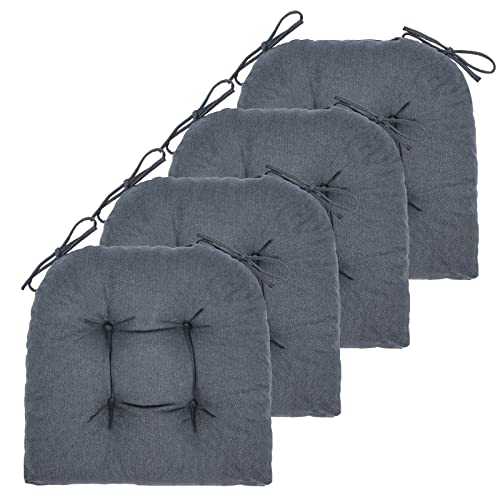 Chair Cushion, 4 Pack Chair Cushions for Dining Chairs, Chair Pads and Mat with Ties for Indoor Kitchen Seat and Desk (4 Count - 17 x 16 in, Bordeaux Red)