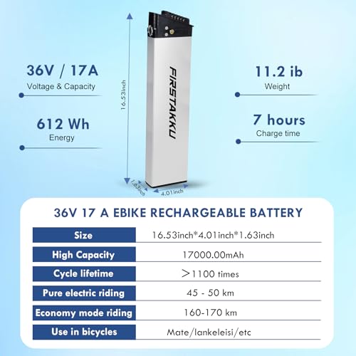 36V 48V 10A 13A 17A Ebike Battery, Ebike Battery Pack for 50w - 1000W Motor with Safe Lock and 3A Charger, Lithium Ebike Battery for Folding Bike, Mountain Bike, Modified Bike (2-5 Day Delivery)
