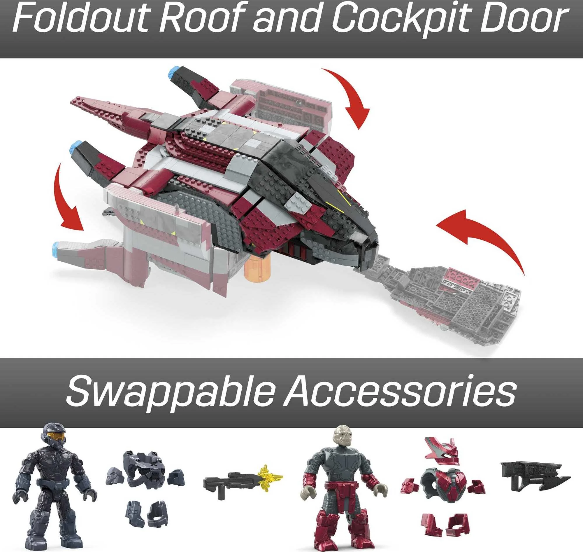 MEGA Halo Infinite Banished Phantom Building Kit with 4 Figures (1214 Pieces)