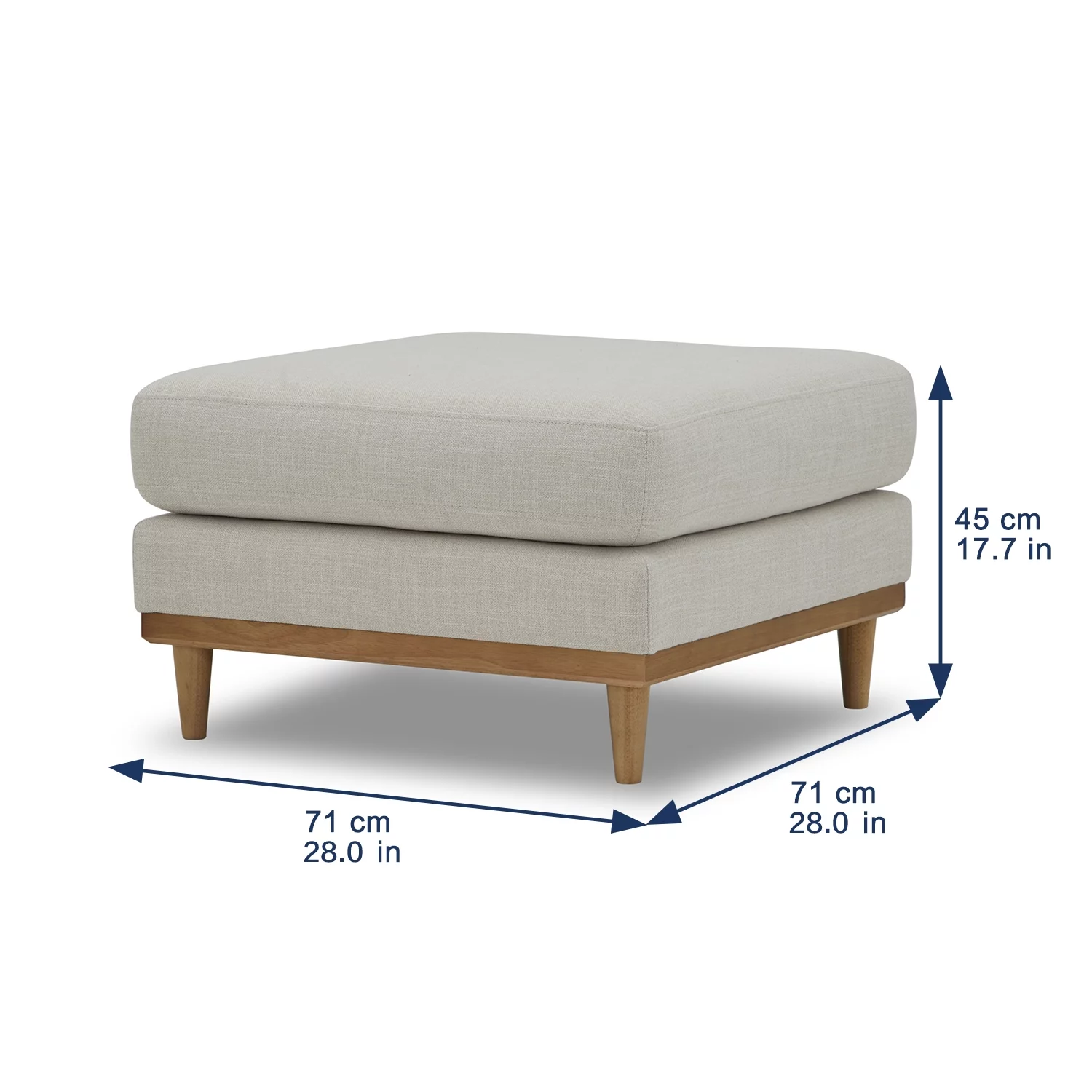 Better Homes & Gardens Springwood Square Wood Frame Ottoman, Light Honey Finish