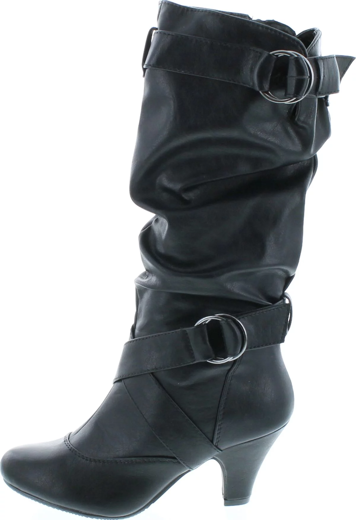 Forever Link Maggie-39 Women's Fashion Low Heel Zipper Slouchy Mid-Calf Boots Shoes