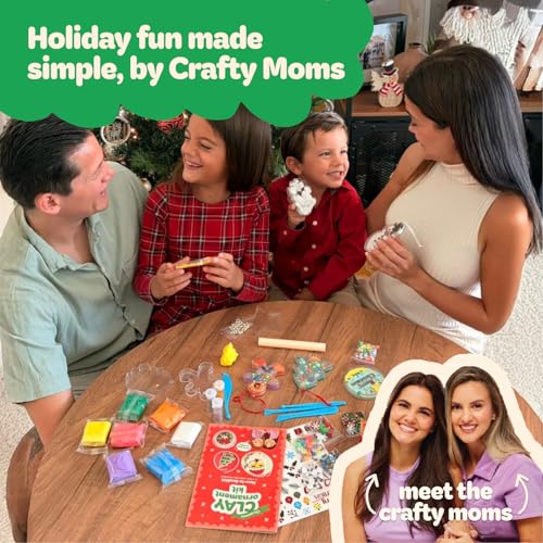 Move2Play, Crafty Moms, Christmas Craft Kit | Air Dry Clay Kit | Clay Ornament DIY Set | Christmas Crafts & Activities for Home or Classroom | Arts and Crafts for Kids Ages 3, 4, 5, 6, 7, 8-12