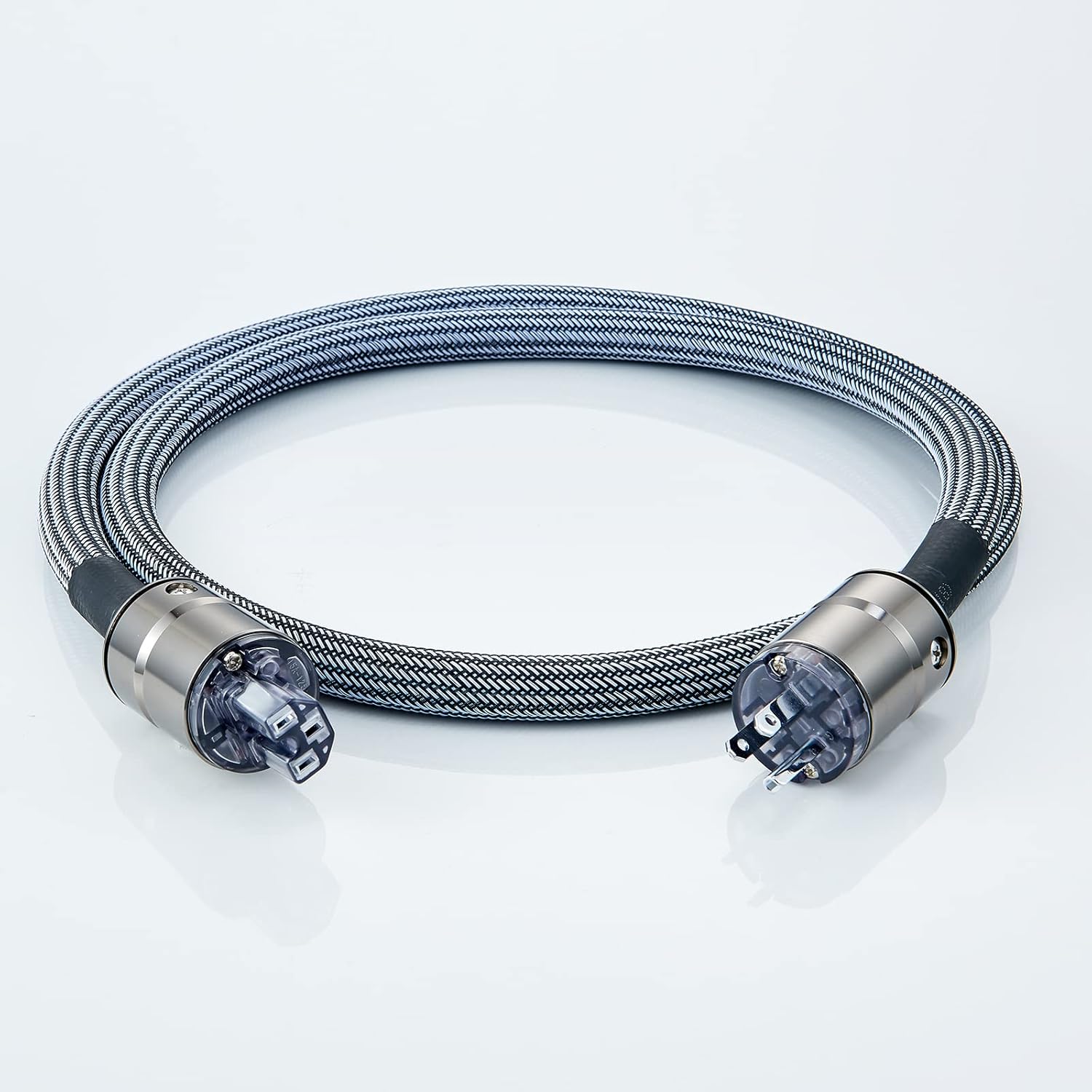 Pailvens HiFi Power Cable AC Power Cord 3-Prong US Plug, 12AWG Audiophile Power Line with Braided Sleeves for Power Filter, Turntable, Amplifier, CD Player, Silver Color Plug, 5FT/ 1.5m Pack of 2
