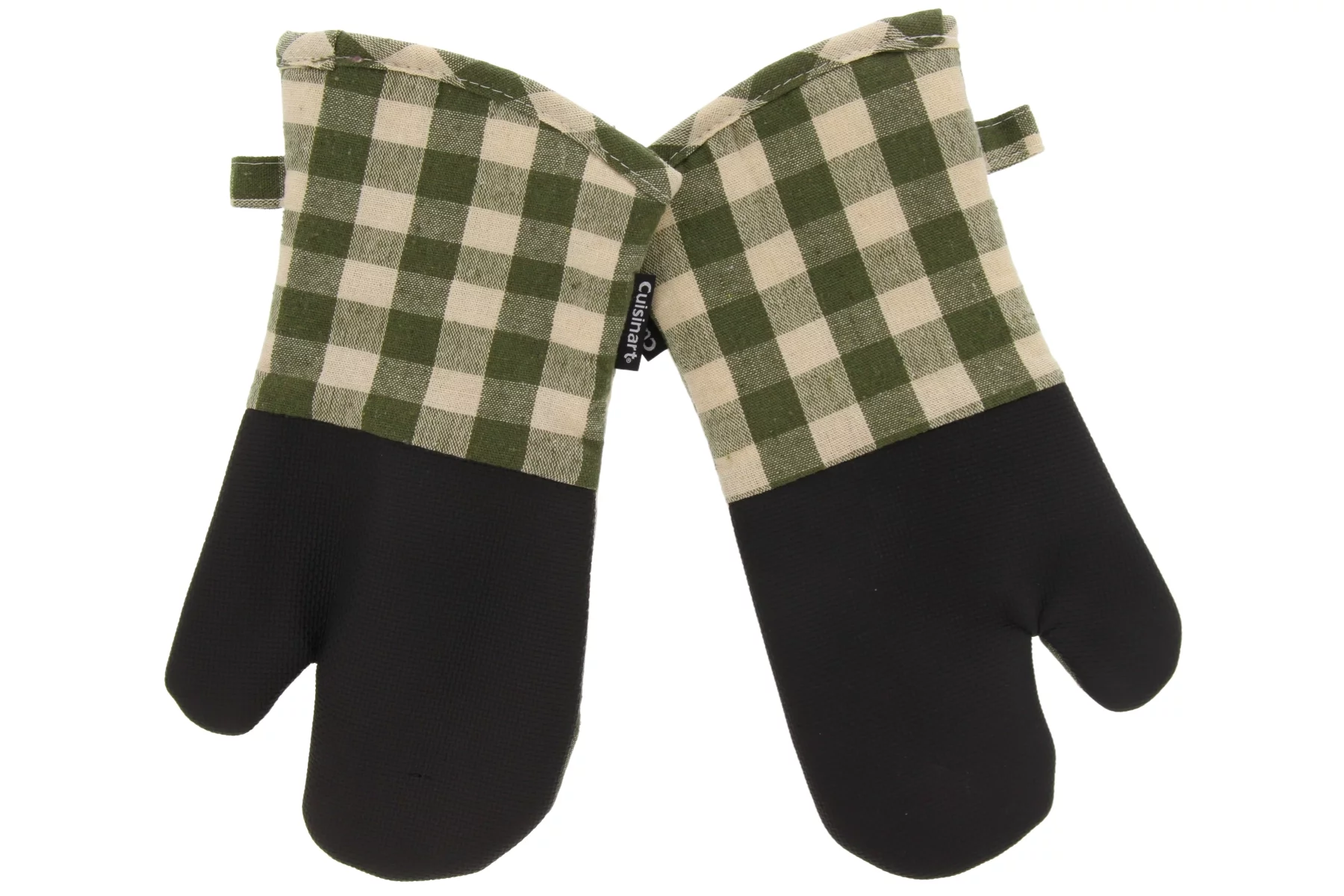 Cuisinart Buffalo Check Oven Mitts – 2 Pack,  Olive and Ivory Plaid – Handle Hot Kitchen Items Safely