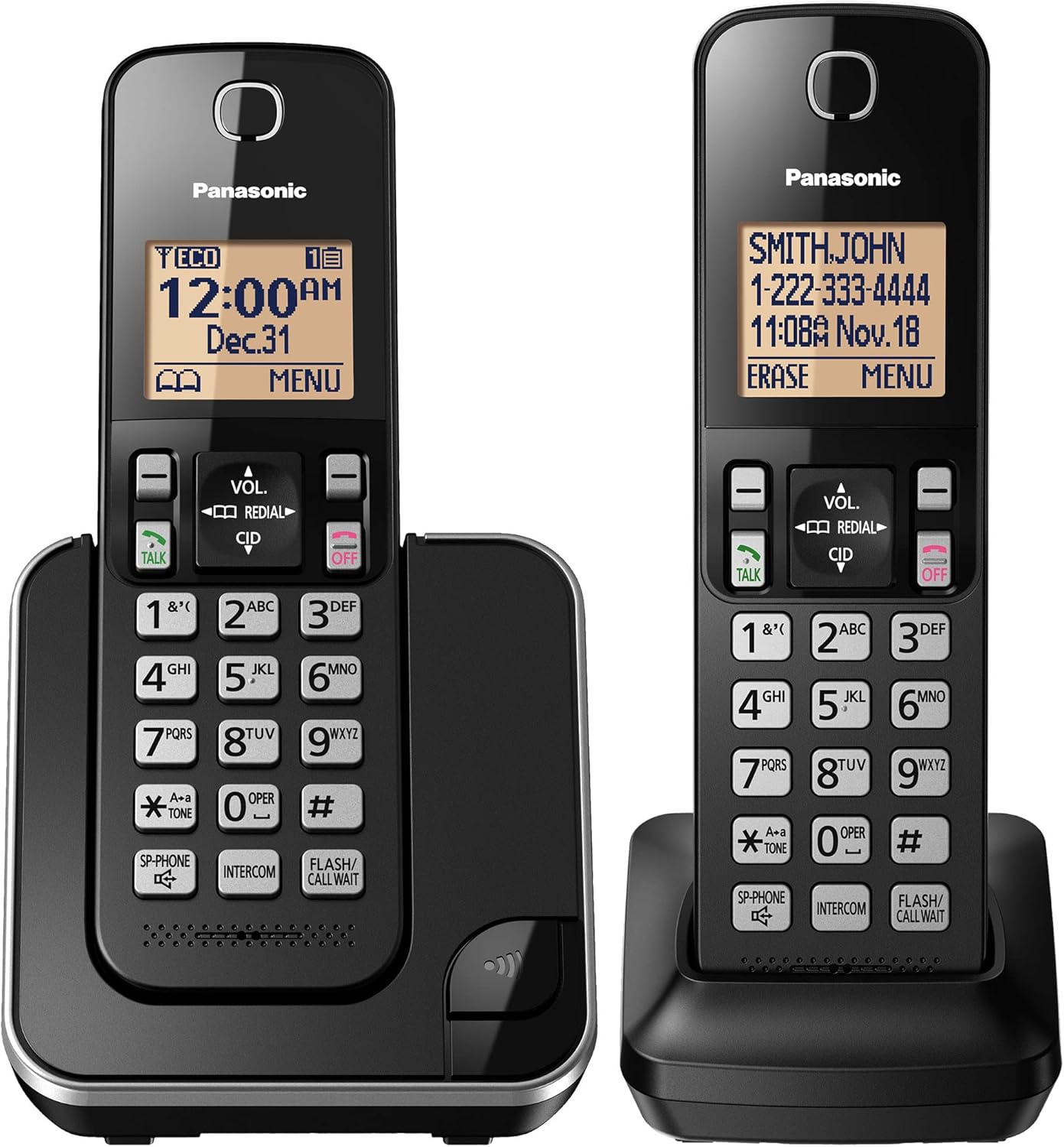 Panasonic KX-TGC352B / KX-TGC382B Dect 6.0 2-Handset Landline Telephone (Renewed)