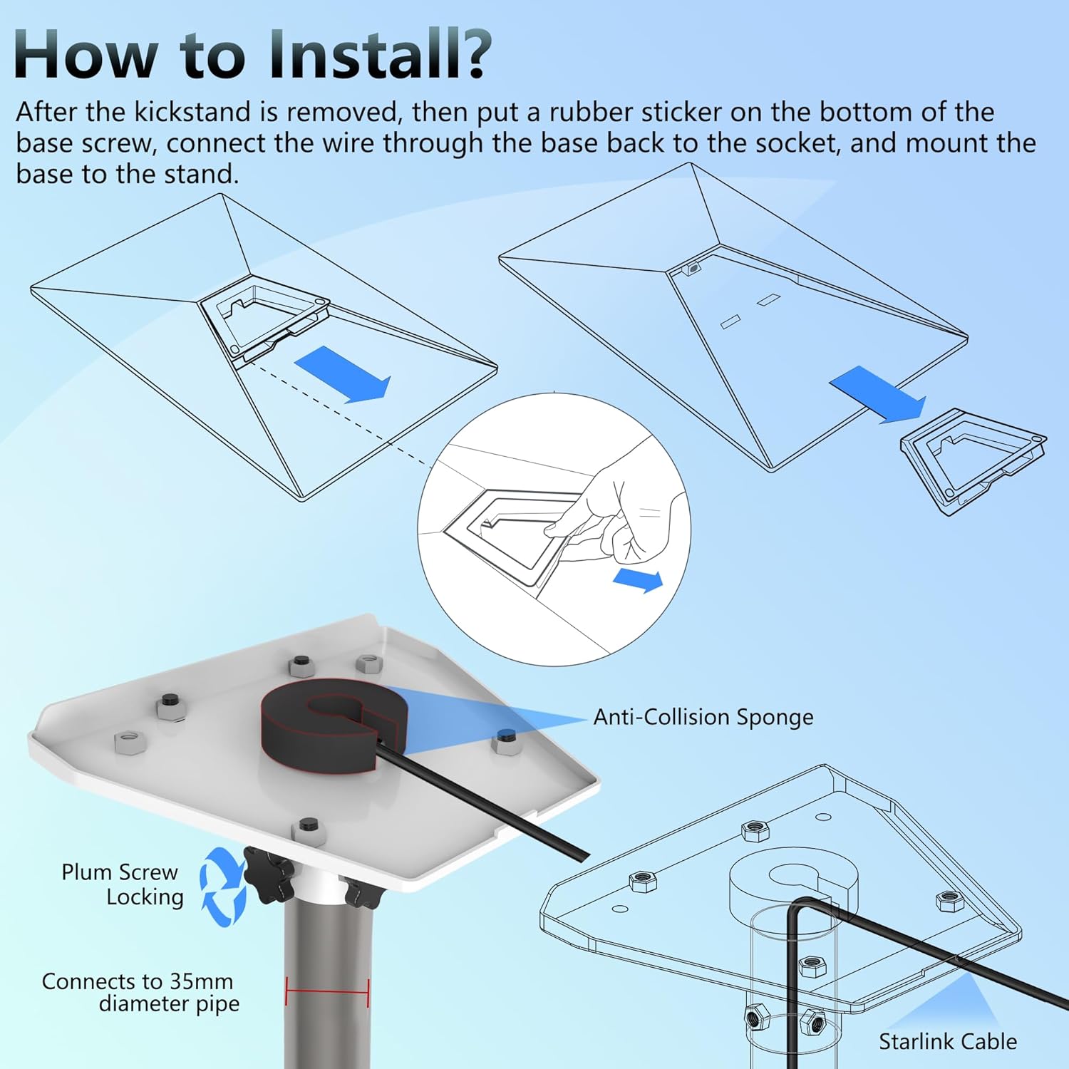 Starlink Gen 3 Stanfard Wall Mount, Rotatable 360 Degree, Starlink Wall Mounting Kit , Compatible with Starlink Standard Gen3(V3) Dish(Sliver)