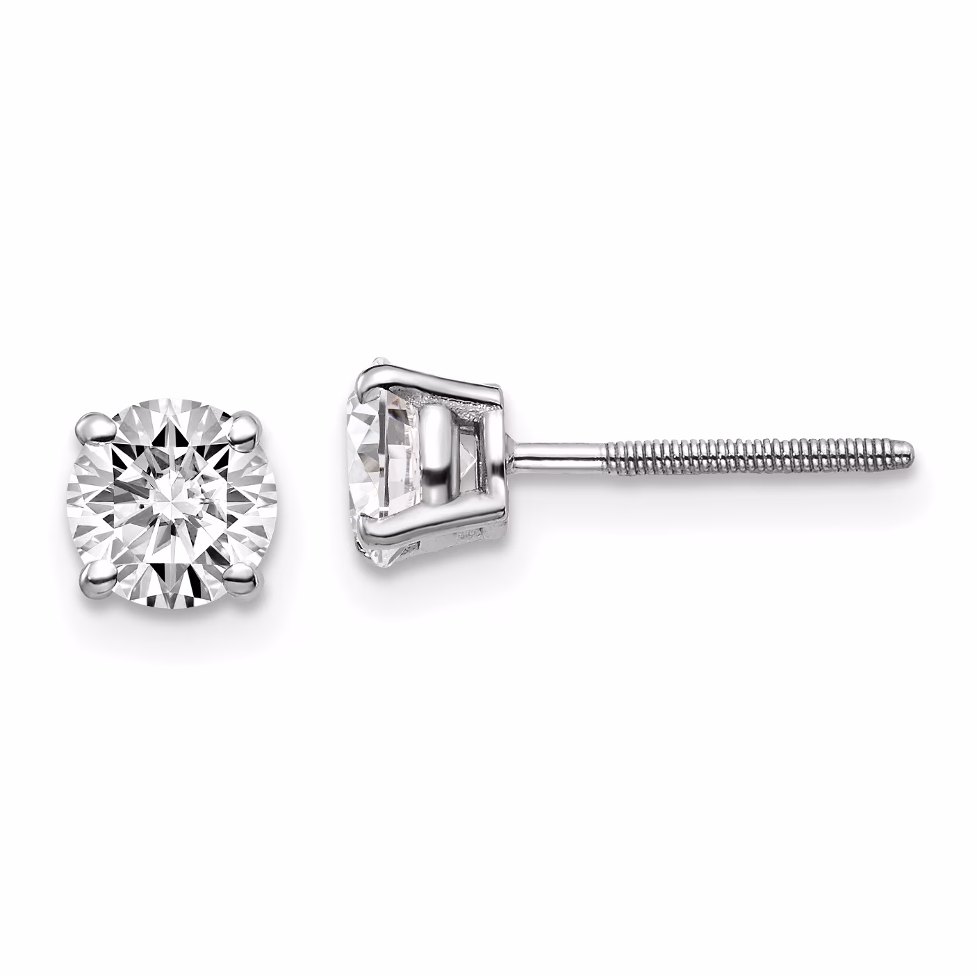 14k White Gold 1.00ct. VS2/SI1 G-I Diamond Stud Earrings. Carat Wt- 1ct (5MM)