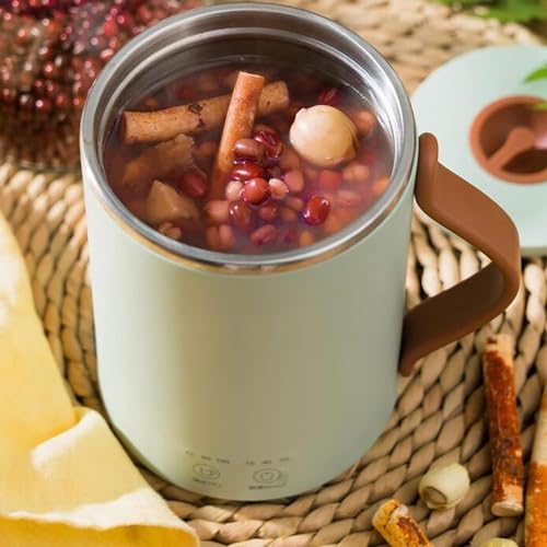 Kettles for Boiling Water, 350Ml Cooking Pot Stainless Steel Inner Dessert Stewinghine Multi Cooker Preserving Pot Portable Kettle Boil-Dry Protection, Stainless/White elegant