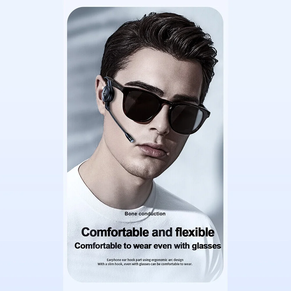 Bluetooth 5.0  Wireless Bone Conduction Headsets Open Ear Headphones MIC