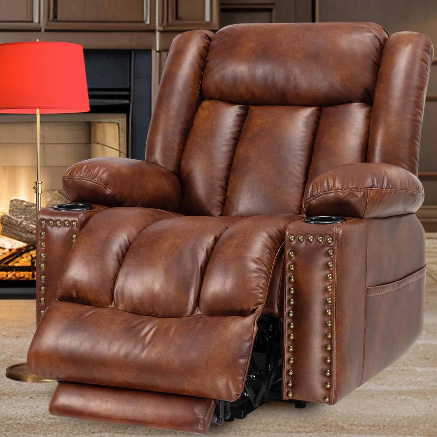 Large Power Lift Chairs Recliners for Elderly with Extended Footrest, Lift Chairs with Heat and Massage, Big and Tall Overstuffed Wide Recliner, 3 Positions Recliner