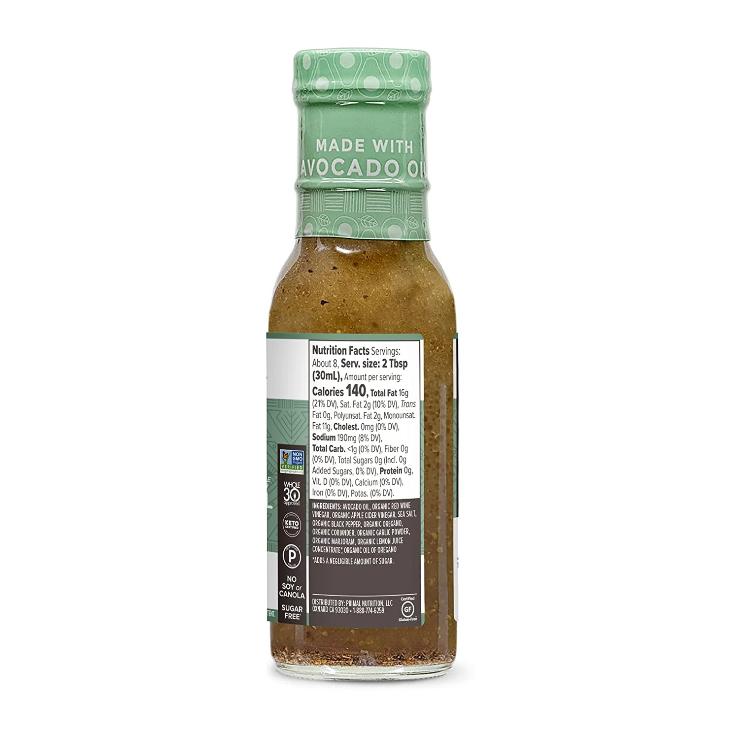 Primal Kitchen Vinaigrette & Marinade Made with Avocado Oil Greek 8 fl oz Pack of 2