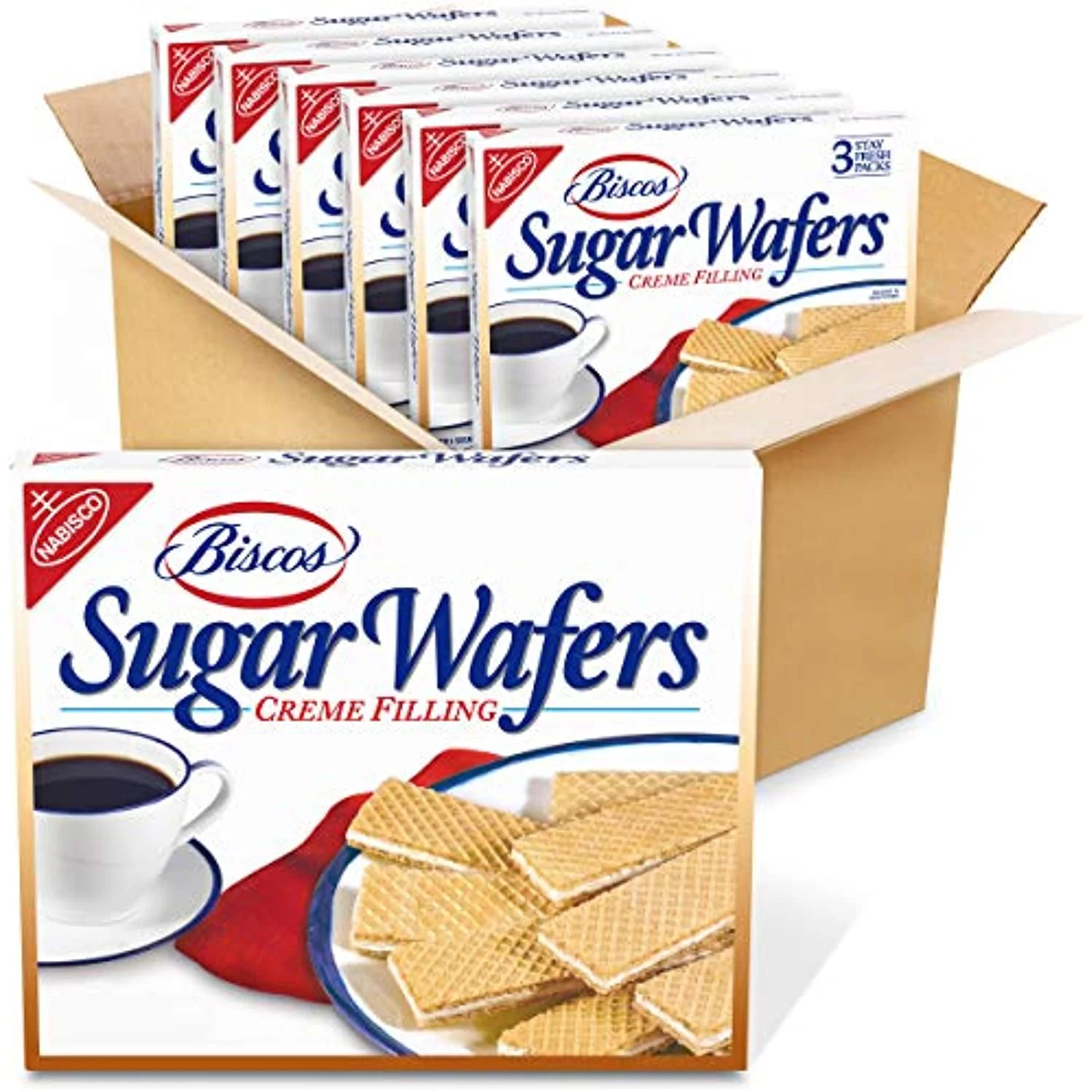 Biscos Creme Filled Sugar Wafers, 6 - 8.5 Ounce Boxes (Pack Of 6)
