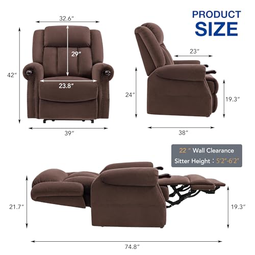 Dual Motor Large Power Lift Chairs Recliners for Elderly with Massage and Heat, Safely Knuckle Arm Lay Flat Lift Chair for Big and Tall, Infinite Position, USB Port, Extended Footrest, Grey