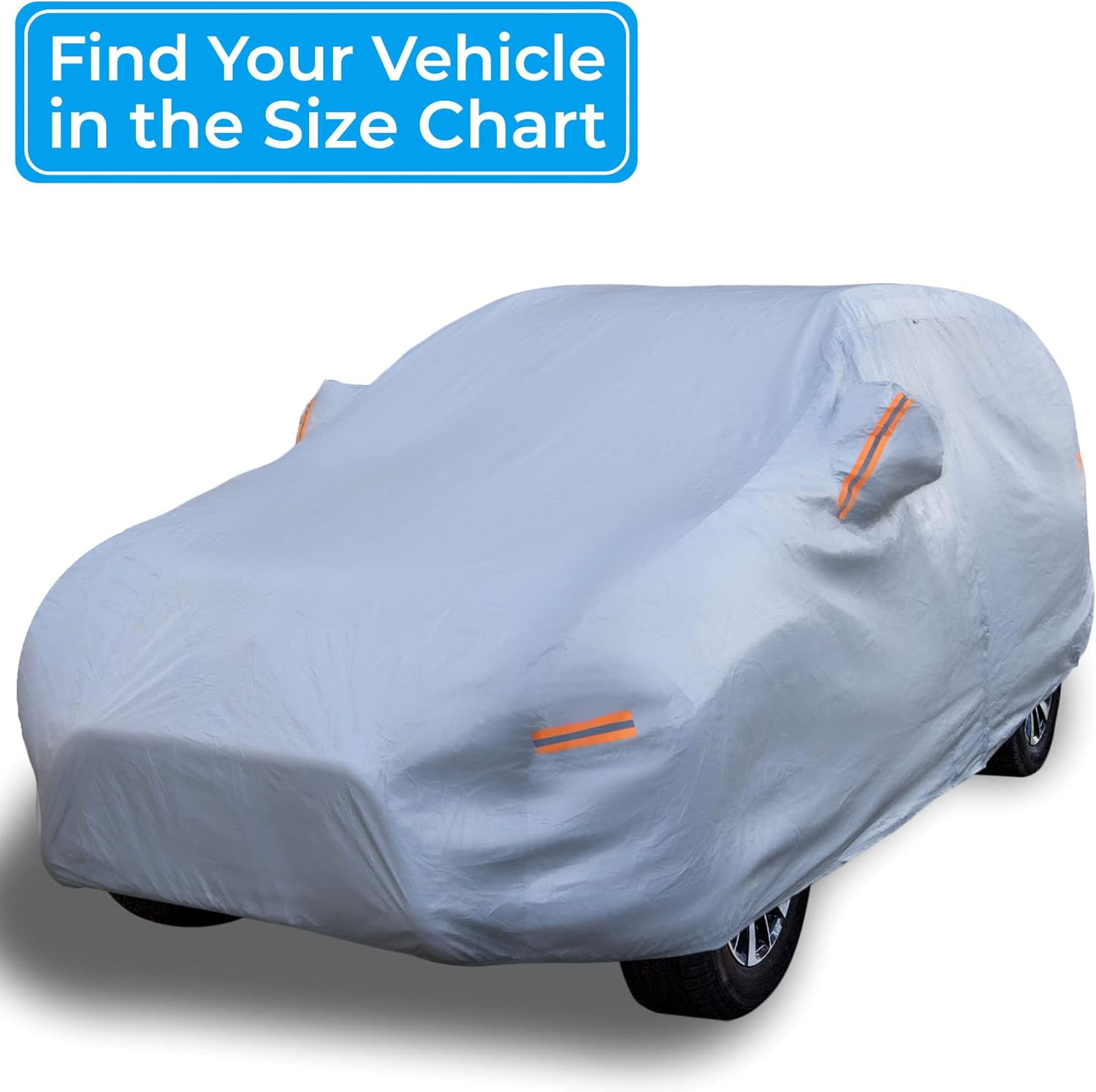 EzyShade 10-Layer Waterproof Car Cover. See Vehicle Size-Chart for Accurate Fit. All Weather Full Exterior Outdoor Covers for SUV MPV Jeep. Sun UV Rain Snow Wind Protection. Size S3 (See Size Chart)