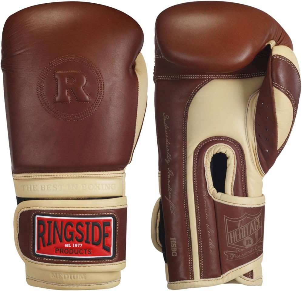 Ringside Heritage Genuine Leather Super Bag Boxing Training Sparring Gloves , Tan , Large